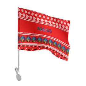 Флаг для автомобиля с принтом Праздничный Muse в Тюмени, 100% полиэстер | Размер: 30*21 см | muse | альтернативный | группа | доминик ховард | знак | красный | крис уолстенхолм | мо | моус | моусе | муза | музе | мусе | мэттью беллами | надпись | новогодний | новый год | праздник | прогрессивный