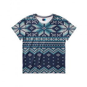 Детская футболка 3D с принтом Вязаный орнамент в Тюмени, 100% гипоаллергенный полиэфир | прямой крой, круглый вырез горловины, длина до линии бедер, чуть спущенное плечо, ткань немного тянется | christmas | new year | pattern | арт | вязание | вязаный | зима | новый год | праздник | рождество | свитер | текстура | узор