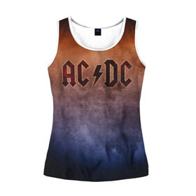 Женская майка 3D с принтом AC/DC в Тюмени, 100% полиэстер | круглая горловина, прямой силуэт, длина до линии бедра | ac dc | logo | metal | music | rock | лого | логотип | метал | музыка | рок