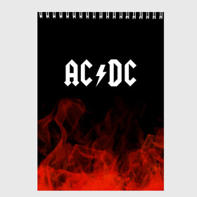 Скетчбук с принтом AC DC в Тюмени, 100% бумага
 | 48 листов, плотность листов — 100 г/м2, плотность картонной обложки — 250 г/м2. Листы скреплены сверху удобной пружинной спиралью | ac dc | logo | metal | music | rock | лого | логотип | метал | музыка | рок