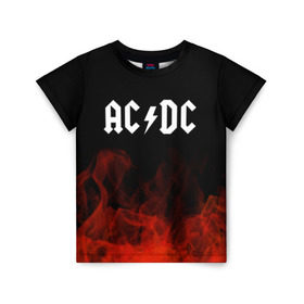 Детская футболка 3D с принтом AC/DC в Тюмени, 100% гипоаллергенный полиэфир | прямой крой, круглый вырез горловины, длина до линии бедер, чуть спущенное плечо, ткань немного тянется | ac dc | logo | metal | music | rock | лого | логотип | метал | музыка | рок