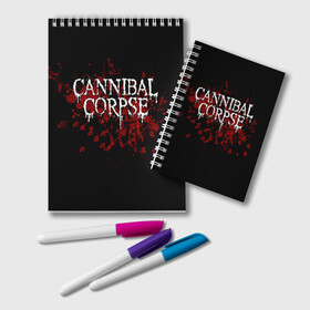 Блокнот с принтом Cannibal Corpse в Тюмени, 100% бумага | 48 листов, плотность листов — 60 г/м2, плотность картонной обложки — 250 г/м2. Листы скреплены удобной пружинной спиралью. Цвет линий — светло-серый
 | Тематика изображения на принте: cannibal corpse | logo | metal | music | rock | лого | логотип | метал | музыка | рок