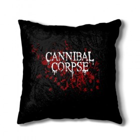 Подушка 3D с принтом Cannibal Corpse в Тюмени, наволочка – 100% полиэстер, наполнитель – холлофайбер (легкий наполнитель, не вызывает аллергию). | состоит из подушки и наволочки. Наволочка на молнии, легко снимается для стирки | cannibal corpse | logo | metal | music | rock | лого | логотип | метал | музыка | рок