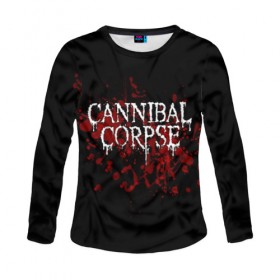 Женский лонгслив 3D с принтом Cannibal Corpse в Тюмени, 100% полиэстер | длинные рукава, круглый вырез горловины, полуприлегающий силуэт | cannibal corpse | logo | metal | music | rock | лого | логотип | метал | музыка | рок