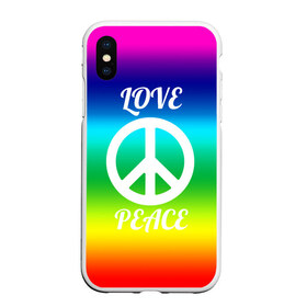 Чехол для iPhone XS Max матовый с принтом Love and Peace в Тюмени, Силикон | Область печати: задняя сторона чехла, без боковых панелей | любовь и мир | мир | хиппи