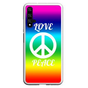 Чехол для Honor 20 с принтом Love and Peace в Тюмени, Силикон | Область печати: задняя сторона чехла, без боковых панелей | любовь и мир | мир | хиппи