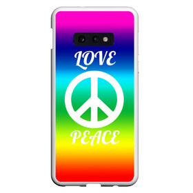 Чехол для Samsung S10E с принтом Love and Peace в Тюмени, Силикон | Область печати: задняя сторона чехла, без боковых панелей | Тематика изображения на принте: любовь и мир | мир | хиппи