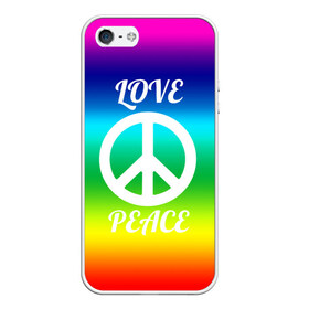 Чехол для iPhone 5/5S матовый с принтом Love and Peace в Тюмени, Силикон | Область печати: задняя сторона чехла, без боковых панелей | любовь и мир | мир | хиппи