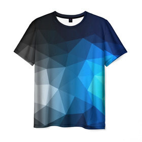 Мужская футболка 3D с принтом Gray&Blue collection abstract в Тюмени, 100% полиэфир | прямой крой, круглый вырез горловины, длина до линии бедер | abstraction | geometry | polygon | абстракция | геометрия | грань | краски | кубик | кубики | линии | мозаика | полигон | разноцветные | ребро | текстура | тени | узор
