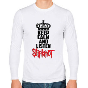 Мужской лонгслив хлопок с принтом Keep calm and listen Slipknot в Тюмени, 100% хлопок |  | slipknot | альтернативный | грув | кори тейлор | крис фен | метал | музыка | ню | рок | слайпкнот | слипкнот | слипнот