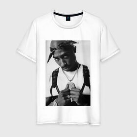 Мужская футболка хлопок с принтом 2pac в Тюмени, 100% хлопок | прямой крой, круглый вырез горловины, длина до линии бедер, слегка спущенное плечо. | 2pac | hip hop тупак | rap