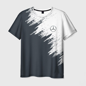 Мужская футболка 3D с принтом Mercedes в Тюмени, 100% полиэфир | прямой крой, круглый вырез горловины, длина до линии бедер | amg | car | mercedes | race | авто | гонки | краска | марка | машина | мерс | мерседес