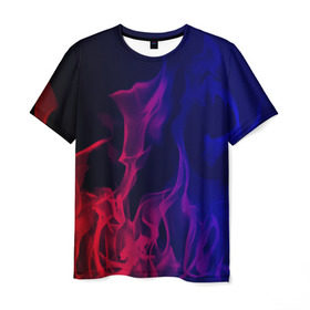 Мужская футболка 3D с принтом Огненный стиль в Тюмени, 100% полиэфир | прямой крой, круглый вырез горловины, длина до линии бедер | fire | flame | in fire | smoke | в огне | дым | огненный | огонь | текстуры