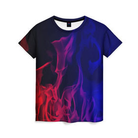 Женская футболка 3D с принтом Огненный стиль в Тюмени, 100% полиэфир ( синтетическое хлопкоподобное полотно) | прямой крой, круглый вырез горловины, длина до линии бедер | fire | flame | in fire | smoke | в огне | дым | огненный | огонь | текстуры