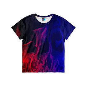Детская футболка 3D с принтом Огненный стиль в Тюмени, 100% гипоаллергенный полиэфир | прямой крой, круглый вырез горловины, длина до линии бедер, чуть спущенное плечо, ткань немного тянется | Тематика изображения на принте: fire | flame | in fire | smoke | в огне | дым | огненный | огонь | текстуры