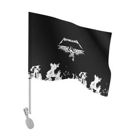 Флаг для автомобиля с принтом Metallica в Тюмени, 100% полиэстер | Размер: 30*21 см | metallica | группа | джеймс хэтфилд | кирк хэмметт | ларс ульрих | метал | металика | металлика | миталика | музыка | роберт трухильо | рок | трэш | трэшметал | хард | хардрок | хеви | хевиметал