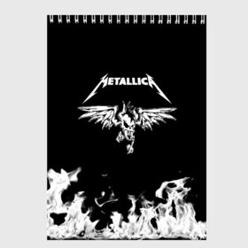 Скетчбук с принтом Metallica в Тюмени, 100% бумага
 | 48 листов, плотность листов — 100 г/м2, плотность картонной обложки — 250 г/м2. Листы скреплены сверху удобной пружинной спиралью | metallica | группа | джеймс хэтфилд | кирк хэмметт | ларс ульрих | метал | металика | металлика | миталика | музыка | роберт трухильо | рок | трэш | трэшметал | хард | хардрок | хеви | хевиметал