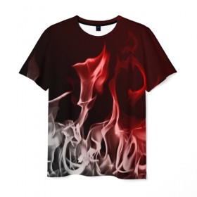 Мужская футболка 3D с принтом Огонь и дым в Тюмени, 100% полиэфир | прямой крой, круглый вырез горловины, длина до линии бедер | fire | flame | in fire | smoke | в огне | дым | огненный | огонь | текстуры