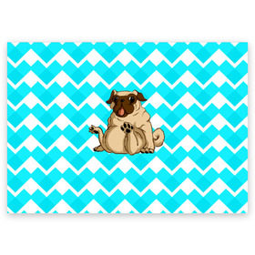 Поздравительная открытка с принтом Забавный мопс в Тюмени, 100% бумага | плотность бумаги 280 г/м2, матовая, на обратной стороне линовка и место для марки
 | animal | dog | pet | pug | puppy | арт | бульдог | животные | милые | мопс | пес | собаки | текстура