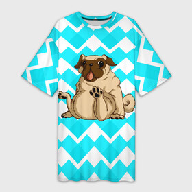 Платье-футболка 3D с принтом Забавный мопс в Тюмени,  |  | Тематика изображения на принте: animal | dog | pet | pug | puppy | арт | бульдог | животные | милые | мопс | пес | собаки | текстура