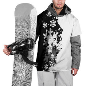 Накидка на куртку 3D с принтом Снежные узоры в Тюмени, 100% полиэстер |  | black | christmas | new year | pattern | white | абстракция | зима | новый год | рождество | снег | снежинки | узор | черно белые