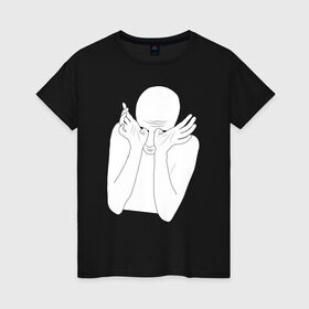 Женская футболка хлопок с принтом Хаски рэпер в Тюмени, 100% хлопок | прямой крой, круглый вырез горловины, длина до линии бедер, слегка спущенное плечо | рэп | рэпер | хаски