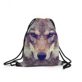 Рюкзак-мешок 3D с принтом Wolf в Тюмени, 100% полиэстер | плотность ткани — 200 г/м2, размер — 35 х 45 см; лямки — толстые шнурки, застежка на шнуровке, без карманов и подкладки | animal | волк | хищник
