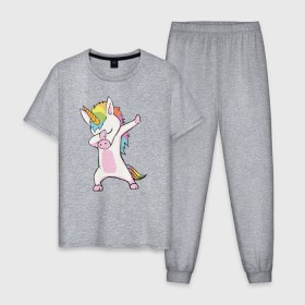 Мужская пижама хлопок с принтом Единорог радуга в Тюмени, 100% хлопок | брюки и футболка прямого кроя, без карманов, на брюках мягкая резинка на поясе и по низу штанин
 | единорог | пони