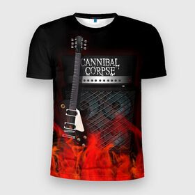 Мужская футболка 3D спортивная с принтом Cannibal Corpse в Тюмени, 100% полиэстер с улучшенными характеристиками | приталенный силуэт, круглая горловина, широкие плечи, сужается к линии бедра | cannibal corpse | logo | metal | music | rock | лого | логотип | метал | музыка | рок