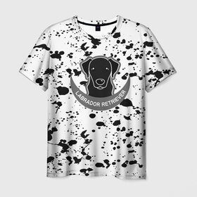 Мужская футболка 3D с принтом LABRADOR RETRIEVER в Тюмени, 100% полиэфир | прямой крой, круглый вырез горловины, длина до линии бедер | Тематика изображения на принте: dog | labrador retriever | животные | милые животные | пёсик | пятна | собаки | собачка | текстура
