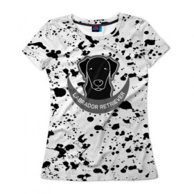Женская футболка 3D с принтом LABRADOR RETRIEVER в Тюмени, 100% полиэфир ( синтетическое хлопкоподобное полотно) | прямой крой, круглый вырез горловины, длина до линии бедер | Тематика изображения на принте: dog | labrador retriever | животные | милые животные | пёсик | пятна | собаки | собачка | текстура