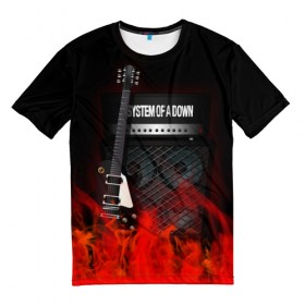 Мужская футболка 3D с принтом System of a Down в Тюмени, 100% полиэфир | прямой крой, круглый вырез горловины, длина до линии бедер | logo | metal | music | rock | soad | system of a down | лого | логотип | метал | музыка | рок