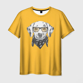 Мужская футболка 3D с принтом Далматинщик в Тюмени, 100% полиэфир | прямой крой, круглый вырез горловины, длина до линии бедер | далматин | далматинец | домашние животные | пес | песик | собака | собачка | терьер | шпиц