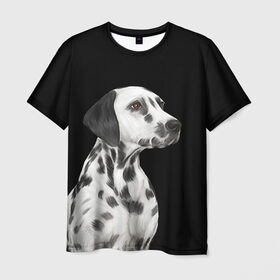 Мужская футболка 3D с принтом Далматинец арт в Тюмени, 100% полиэфир | прямой крой, круглый вырез горловины, длина до линии бедер | далматин | далматинец | домашние животные | пес | песик | собака | собачка | терьер | шпиц