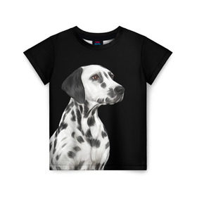 Детская футболка 3D с принтом Далматинец арт в Тюмени, 100% гипоаллергенный полиэфир | прямой крой, круглый вырез горловины, длина до линии бедер, чуть спущенное плечо, ткань немного тянется | Тематика изображения на принте: далматин | далматинец | домашние животные | пес | песик | собака | собачка | терьер | шпиц