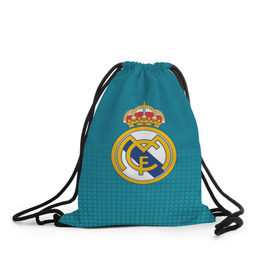 Рюкзак-мешок 3D с принтом Real Madrid 2018 Original в Тюмени, 100% полиэстер | плотность ткани — 200 г/м2, размер — 35 х 45 см; лямки — толстые шнурки, застежка на шнуровке, без карманов и подкладки | emirates | fc | real madrid | геометрия | реал мадрид | футбольный клуб | эмблема
