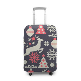 Чехол для чемодана 3D с принтом Зимние фантазии в Тюмени, 86% полиэфир, 14% спандекс | двустороннее нанесение принта, прорези для ручек и колес | елка | елочные игрушки | новый год | олень | снег | снежинки