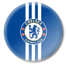 Значок с принтом Chelsea 2018 White Line в Тюмени,  металл | круглая форма, металлическая застежка в виде булавки | chelsea | спорт | спортивные | футбол | футбольный клуб | челси