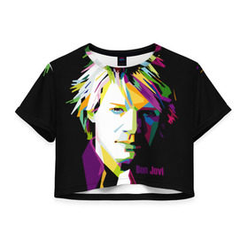 Женская футболка 3D укороченная с принтом Jon Bon Jovi в Тюмени, 100% полиэстер | круглая горловина, длина футболки до линии талии, рукава с отворотами | bon jovi | jon bon jovi | актер | американская | американский | вокалист | гитарист | джон фрэнсис бонджови | искусство | лидер | лунный свет и валентино | маленький город | младший | молодые стрелки 2