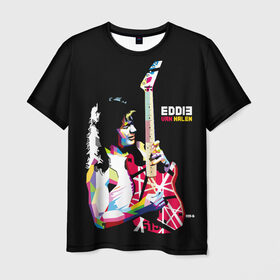 Мужская футболка 3D с принтом Eddie Van Halen в Тюмени, 100% полиэфир | прямой крой, круглый вырез горловины, длина до линии бедер | american | composer | eddie van halen | guitari | peavey | singer | van halen | warner bros | американский | баритон | виртуоз | гитарист | голландия | искусство | композитор | королевство нидерландов | певец | поп арт | хард рок
