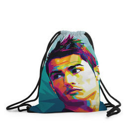 Рюкзак-мешок 3D с принтом Cristiano Ronaldo в Тюмени, 100% полиэстер | плотность ткани — 200 г/м2, размер — 35 х 45 см; лямки — толстые шнурки, застежка на шнуровке, без карманов и подкладки | криштиану | реал мадрид | роналду