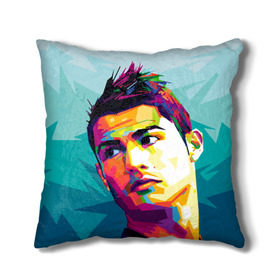 Подушка 3D с принтом Cristiano Ronaldo в Тюмени, наволочка – 100% полиэстер, наполнитель – холлофайбер (легкий наполнитель, не вызывает аллергию). | состоит из подушки и наволочки. Наволочка на молнии, легко снимается для стирки | криштиану | реал мадрид | роналду