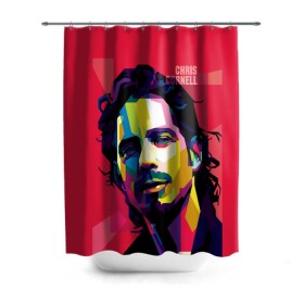 Штора 3D для ванной с принтом Chris Cornell в Тюмени, 100% полиэстер | плотность материала — 100 г/м2. Стандартный размер — 146 см х 180 см. По верхнему краю — пластиковые люверсы для креплений. В комплекте 10 пластиковых колец | audioslave | chris cornell | soundgarden | temple of the dog | автор | альт рок | альтернативный мета | американский | банджоист | барабанщик | вашингтон | вокалист | гитарист | гранж | группа | исполнитель | композитор