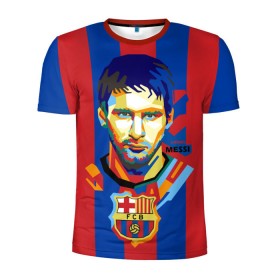 Мужская футболка 3D спортивная с принтом Lionel Messi в Тюмени, 100% полиэстер с улучшенными характеристиками | приталенный силуэт, круглая горловина, широкие плечи, сужается к линии бедра | barcelona | lionel | messi | барселона | лионель | месси | поп арт
