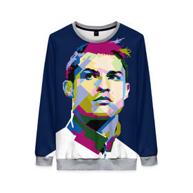 Женский свитшот 3D с принтом Cristiano Ronaldo в Тюмени, 100% полиэстер с мягким внутренним слоем | круглый вырез горловины, мягкая резинка на манжетах и поясе, свободная посадка по фигуре | криштиану | реал мадрид | роналду