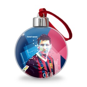 Ёлочный шар с принтом Lionel Messi в Тюмени, Пластик | Диаметр: 77 мм | barcelona | lionel | messi | барселона | лионель | месси | поп арт