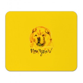 Коврик прямоугольный с принтом Милый щенок в Тюмени, натуральный каучук | размер 230 х 185 мм; запечатка лицевой стороны | christmas | год собаки | желтая собака | новогодний | новый год | собака