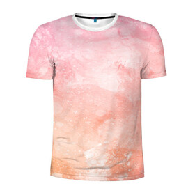 Мужская футболка 3D спортивная с принтом Разводы в Тюмени, 100% полиэстер с улучшенными характеристиками | приталенный силуэт, круглая горловина, широкие плечи, сужается к линии бедра | краска | персиковый | разноцветный | розовый