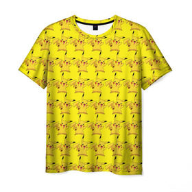 Мужская футболка 3D с принтом Пикачу бомбинг в Тюмени, 100% полиэфир | прямой крой, круглый вырез горловины, длина до линии бедер | anime | аниме | китай | мультфильмы | пикачу | пикачу бомбинг | покемоны