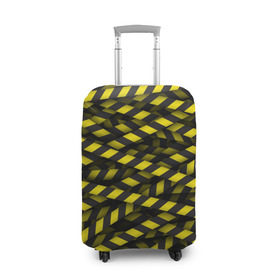 Чехол для чемодана 3D с принтом Черно-желтая лента в Тюмени, 86% полиэфир, 14% спандекс | двустороннее нанесение принта, прорези для ручек и колес | danger | желтый | знак | ограждение | опастость | паттрен | скотч | черный